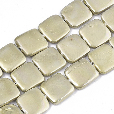 Spray Painted Shell Pearl Beads Strands SSHEL-R045-03B-01-1