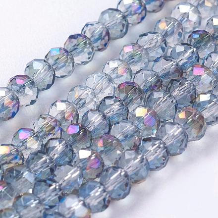Chapelets de perles en rondelles facettées en verre électrolytique EGLA-D020-3x2mm-18-1