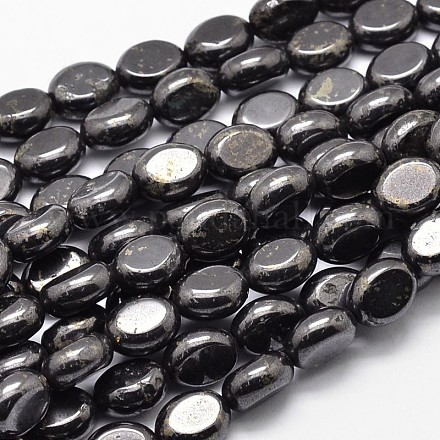 Ovales naturales de piedra negro hebras de abalorios G-L290-20-1