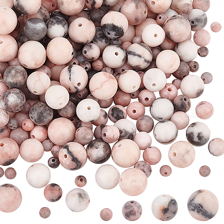 Olycraft 4 brins perles de pierre de jaspe zèbre rose naturel 8mm / 6mm / 10mm / 4mm pierres précieuses rondes perles en vrac cristal énergie pierre pour la fabrication de bijoux bricolage à la main G-OC0001-22M-1