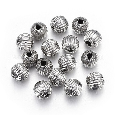 304 Stainless Steel Corrugated Beads STAS-P218-24-6mm-1