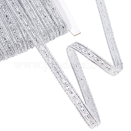 FINGERINSPIRE 20 Yards Metallic Braid Trim with 8-Shape Pattern Sliver Sequins Lace Ribbon 3/8