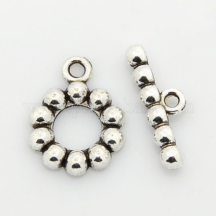 Tibetan Style Alloy Ring Toggle Clasps PALLOY-J471-25AS-1