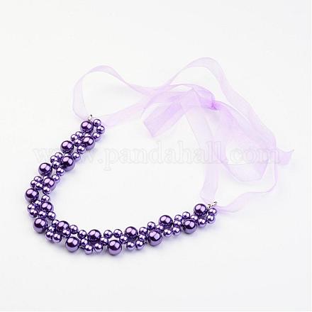 Glass Pearl Beads Necklaces NJEW-JN01667-05-1