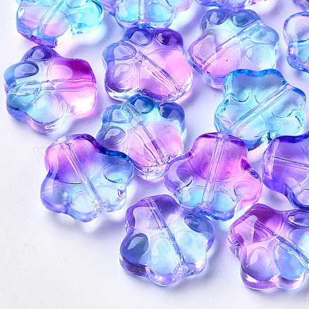 Perles de verre peintes par pulvérisation transparentes deux tons X-GGLA-S054-008D-01-1