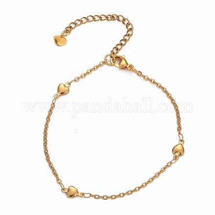 304 Stainless Steel Cable Chain Anklets AJEW-H104-11G-1