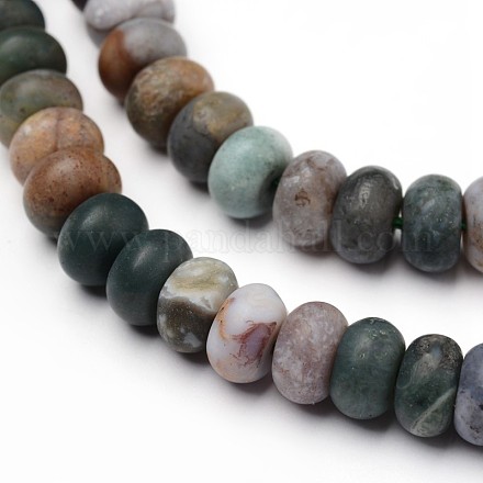 Frosted Natural Indian Agate Rondelle Bead Strands G-L379-06-8x5mm-1
