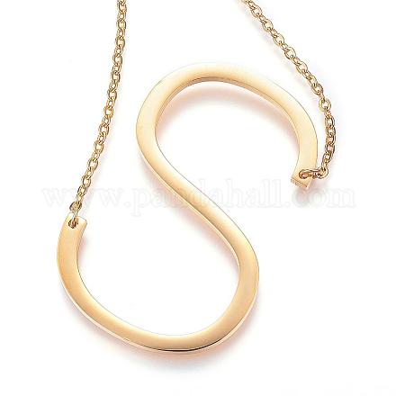 304 Stainless Steel Initial Letter Pendant Necklaces NJEW-G269-01G-S-1