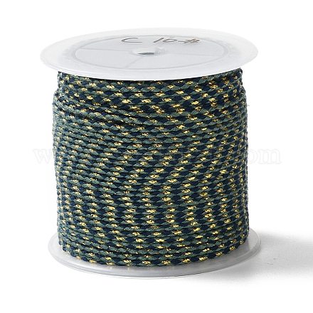 4重ポリコットンコード  手作りマクラメ綿ロープ  金ワイヤと  ひも壁掛け用植物ハンガー  diyクラフトストリング編み  濃い緑  1.5mm  約21.8ヤード（20m）/ロール OCOR-Z003-C14-1