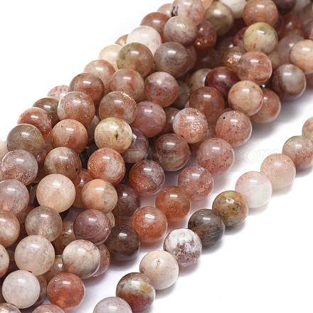 Chapelets de perles de sunstone naturelle naturelles G-F674-05-8mm-1