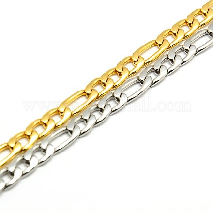 Trendy Women's 304 Stainless Steel Figaro Chain Bracelets STAS-A028-B017-1