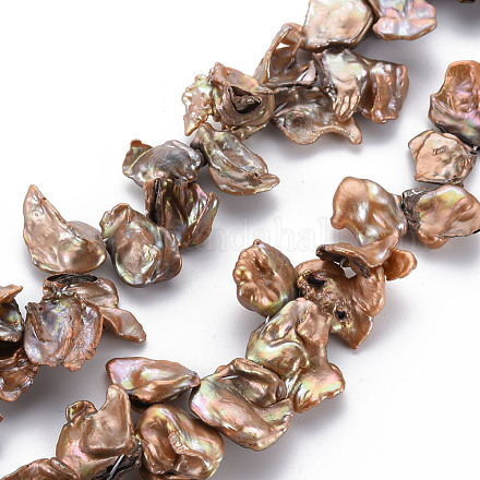 Naturales keshi abalorios de perlas hebras PEAR-S021-025B-1