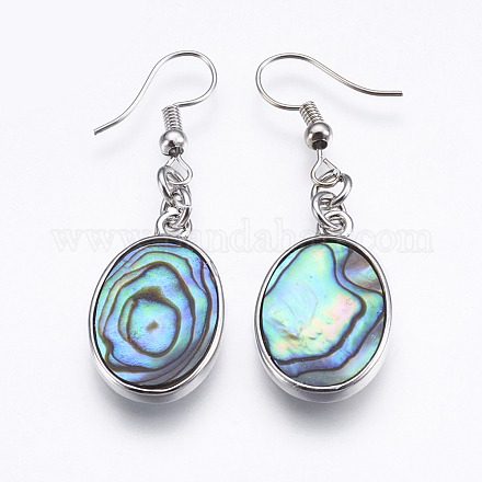 Abalone Shell/Paua Shell Dangle Earrings EJEW-F147-A07-1