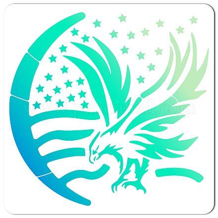 GORGECRAFT Large Eagle Stencils 12x12 Inch Reusable 4th of July Stencil Template Signs Decoration for Painting on Wood Wall Scrapbook Card Floor and Tile Drawing DIY-WH0244-057-1