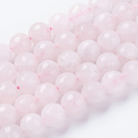 Granos naturales de abalorios de cuarzo rosa G-G542-8mm-31-1