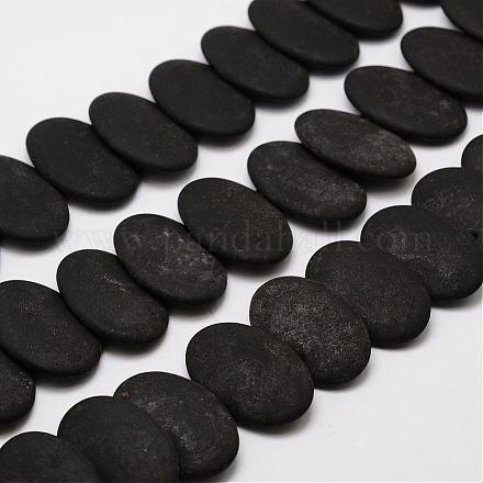 Natural Brazil Black Stone Bead Strands G-P137-01C-1