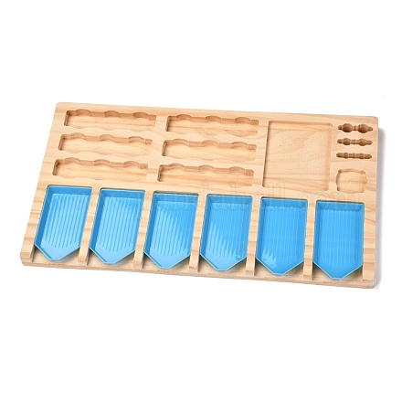Bandeja de almacenamiento de herramientas de estante de pintura de diamante diy de madera rectangular DIY-L058-B02-1
