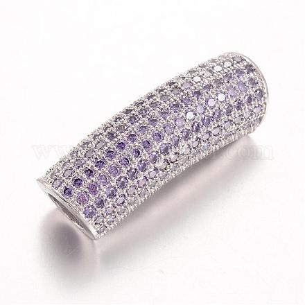 Perles tubes en laiton avec zircone cubique de micro pave KK-UK0014-009C-1