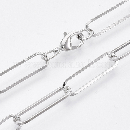 Fabricación de collar de cadena de clip de papel ovalado plano de latón MAK-S072-08A-P-1