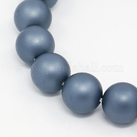 Round Shell Pearl Frosted Beads Strands BSHE-I002-12mm-17-1