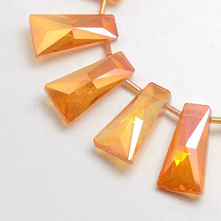 Faceted Electroplate Crystal Glass Trapezoid Beads Strands EGLA-F073B-06-1