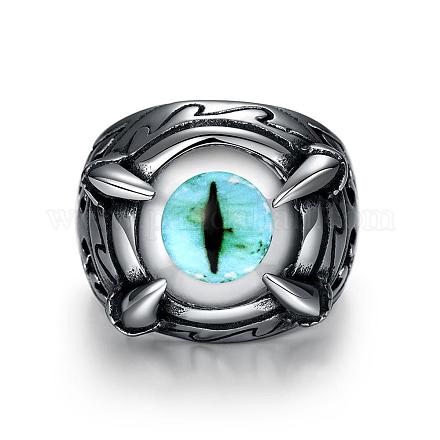 Fashionable 316L Stainless Steel Evil Eye Wide Band Rings RJEW-BB09967-8-1
