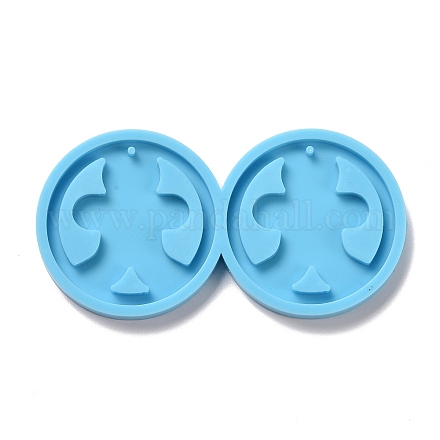 DIY Flat Round with Gingerman Pendant Silicone Molds DIY-D060-37-1