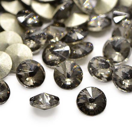 多面カットダイヤモンドのガラスはラインストーンカボションバック指摘  バックメッキ  ブラックダイヤモンド  6x3mm  約72個/袋 RGLA-D001-6mm-S21-1