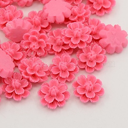 Deep Pink Resin Carnation Flower Cabochons for Mother's Day Jewelry X-CRES-J008-04-1
