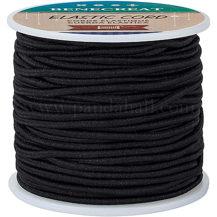 Benecreat 2.5mm schwarze elastische Schnur 35m / 38 Yard Stretchfaden Perlenschnur Stoff Handwerk Schnur Seil für DIY Handwerk Armbänder Halsketten EC-BC0001-2.5mm-16A-1