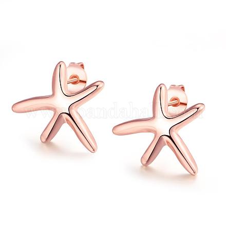 Exquisite Tin Alloy Starfish/Sea Stars Stud Earrings EJEW-BB02308-1