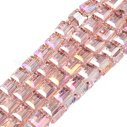 Chapelets de perles en verre transparent électrolytique EGLA-N002-28-H02-1