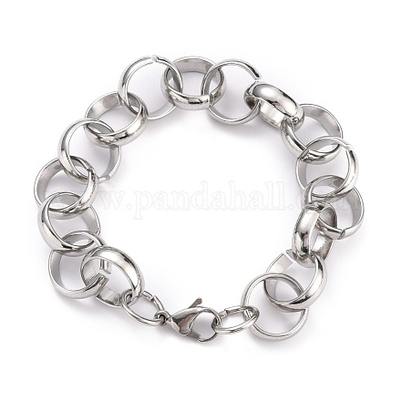 Bracelets avec chaîne rolo en 304 acier inoxydable BJEW-Z011-13P-1