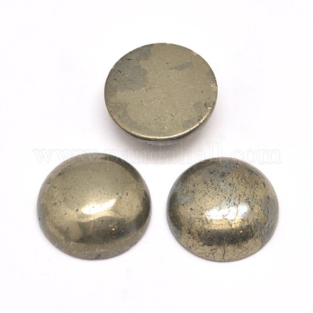 Half Round Natural Pyrite Cabochons G-I125-09-12x4mm-1