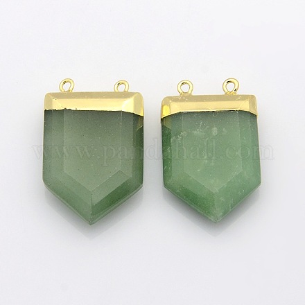 Gemstone Point Pendants with Golden Tone Brass Findings G-P053-G32C-1