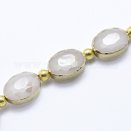 Chapelets de perles en verre électroplaqué EGLA-P036-07G-1