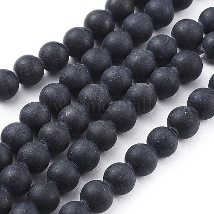 Natural Black Obsidian Beads Strands X-G-F662-01-8mm-1