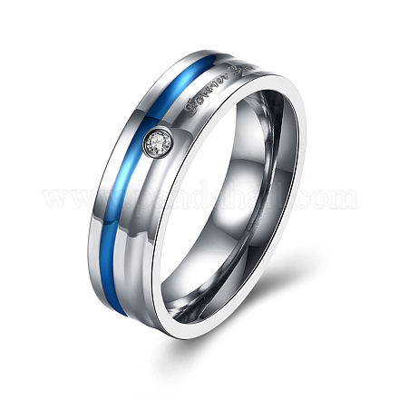День святого Валентина кольцо на палец из титановой стали с фианитом RJEW-BB18930-8-1