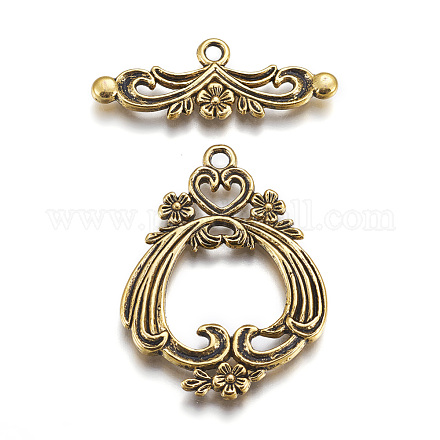Tibetan Style Flower Toggle Clasps X-TIBE-A15304-AG-NR-1