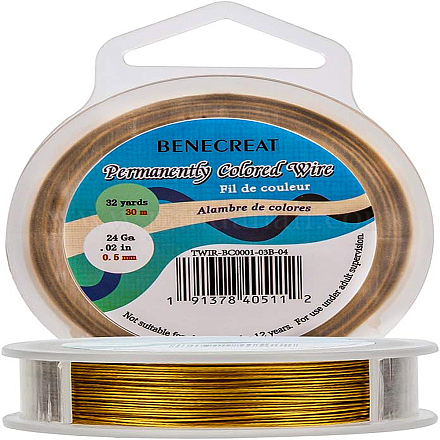 BENECREAT 30m 0.5mm 7-Strand Gold Nylon Coated Craft Jewelry Beading Wire Tiger Tail Beading Wire for Necklaces Bracelets Ring TWIR-BC0001-03B-04-1