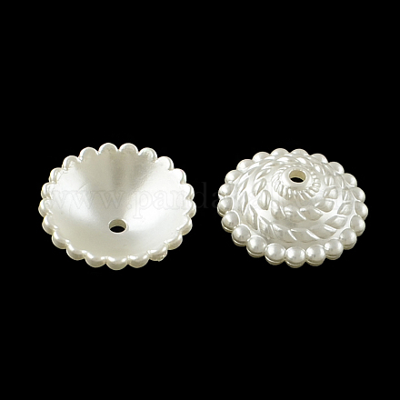 Apetalous flower absプラスチック模造パールビーズキャップ  乳白色  26x9mm  穴：3mm OACR-R016-06-1