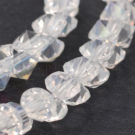 AB Color Plated Faceted Diamond Glass Bead Strands EGLA-J084-AB01-1