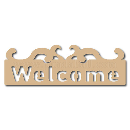 CREATCABIN Welcome Laser Cut Wood Letter Sign Wall Decor Cutouts Unfinished Wooden Signs Wall Art Basswood Hanging Sculpture Decor for Painting Crafts DIY Home Gallery Office Burlywood 11.81x3.94Inch WOOD-WH0113-112-1