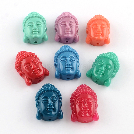 Dyed Buddha Head Synthetical Coral Beads X-CORA-R011-16-1