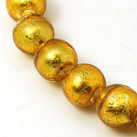Chapelets de perles de feuille d'argent en verre X-FOIL-G019-10mm-13-1