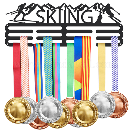 Colgador de medallas de esquí superdant Porta medallas de esquí alpino con 12 línea Soportes de exhibición de premios de acero resistente para más de 60 medallas Estantes de exhibición de medallas montados en la pared para cordón de cinta ODIS-WH0021-196-1