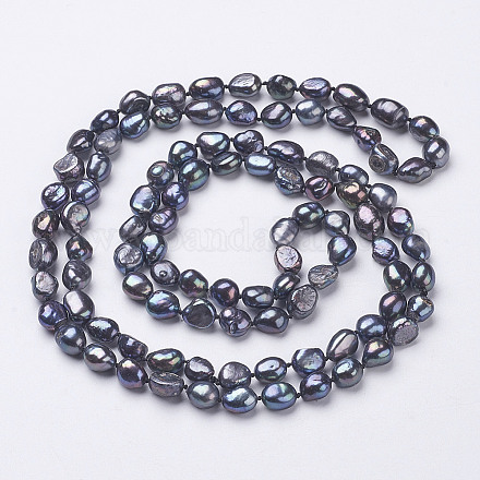 Collares de abalorios de perlas naturales NJEW-P149-01B-01-1