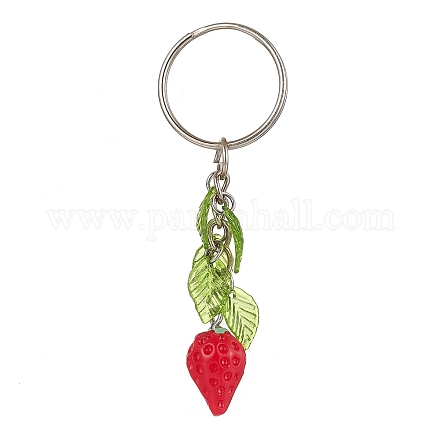 Schlüsselanhänger mit Erdbeer-Anhänger aus Harz KEYC-JKC00651-02-1