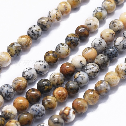 Perles de jaspe mousse noir naturel G-K293-F02-B-1