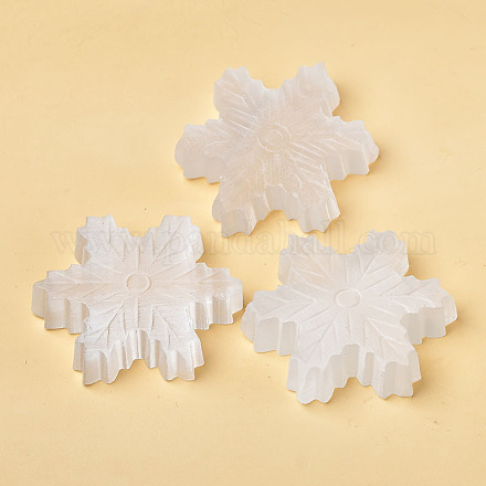 Gesso navidad copo de nieve figuras talladas DJEW-PW0021-15-1